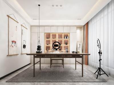 新中式茶叶产品直播间3D模型下载